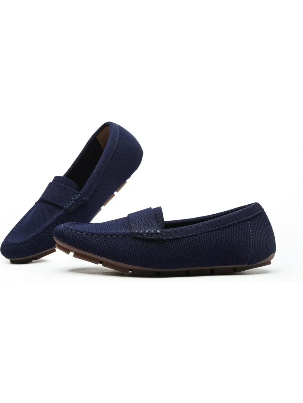 🆕Women's Dark Blue Lightweight Knitted Loafers Casual Flat Shoes Comfortable
